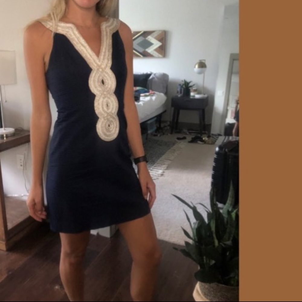 Lilly Pulitzer Navy and Gold Dress